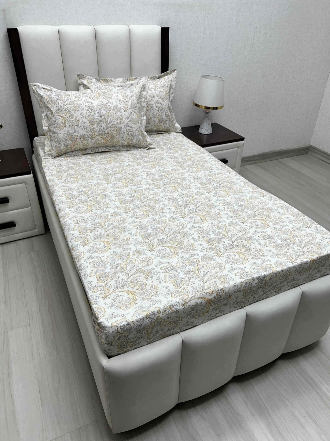 

Pure Decor Cotton Single Bed Size Bedsheet With 2 Pillow Covers 1.73m X 2.36m, Beige