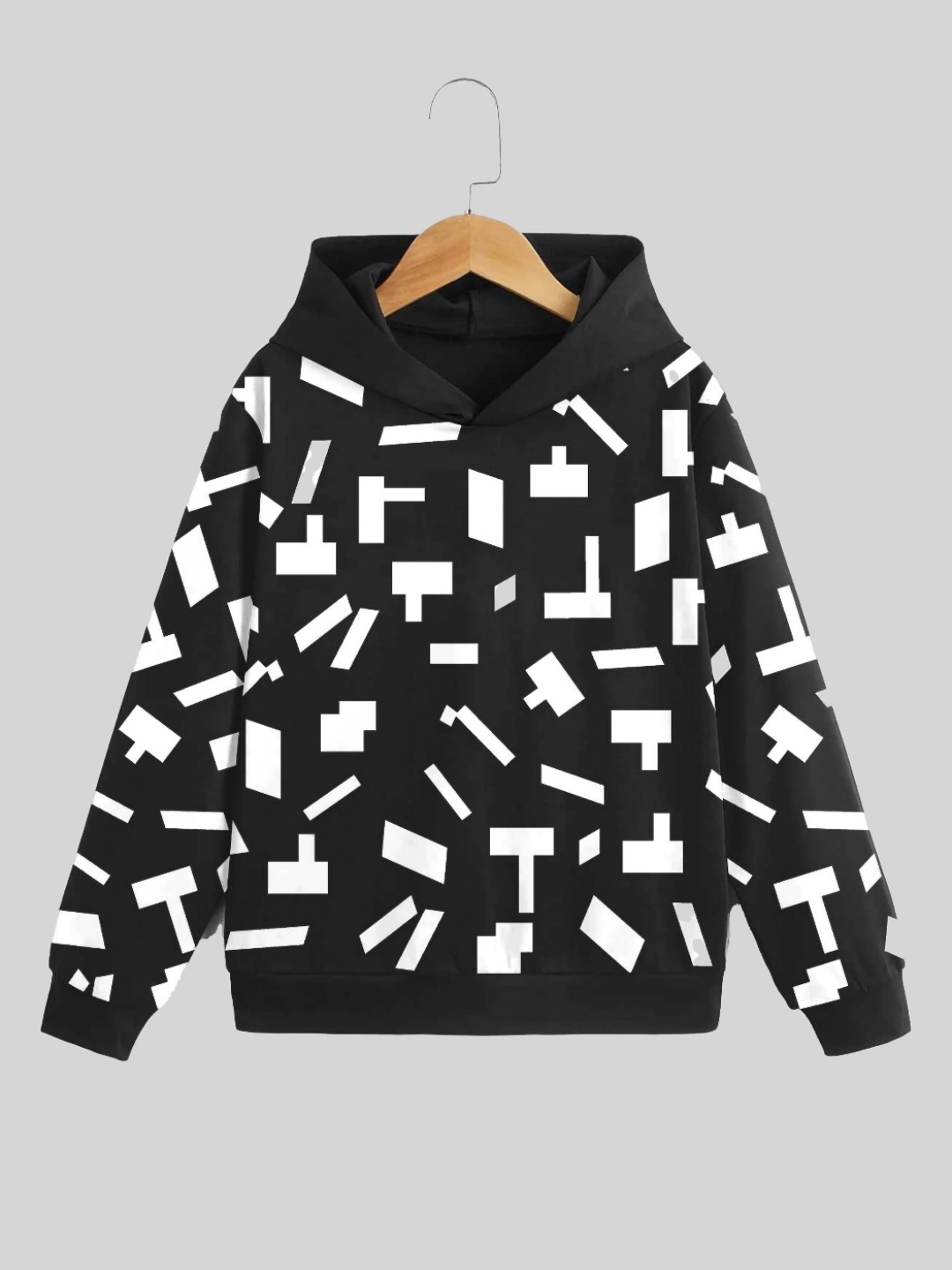 

Dagcros Boys Geometric Printed Hooded Pure Cotton Casual Sweatshirt, Black