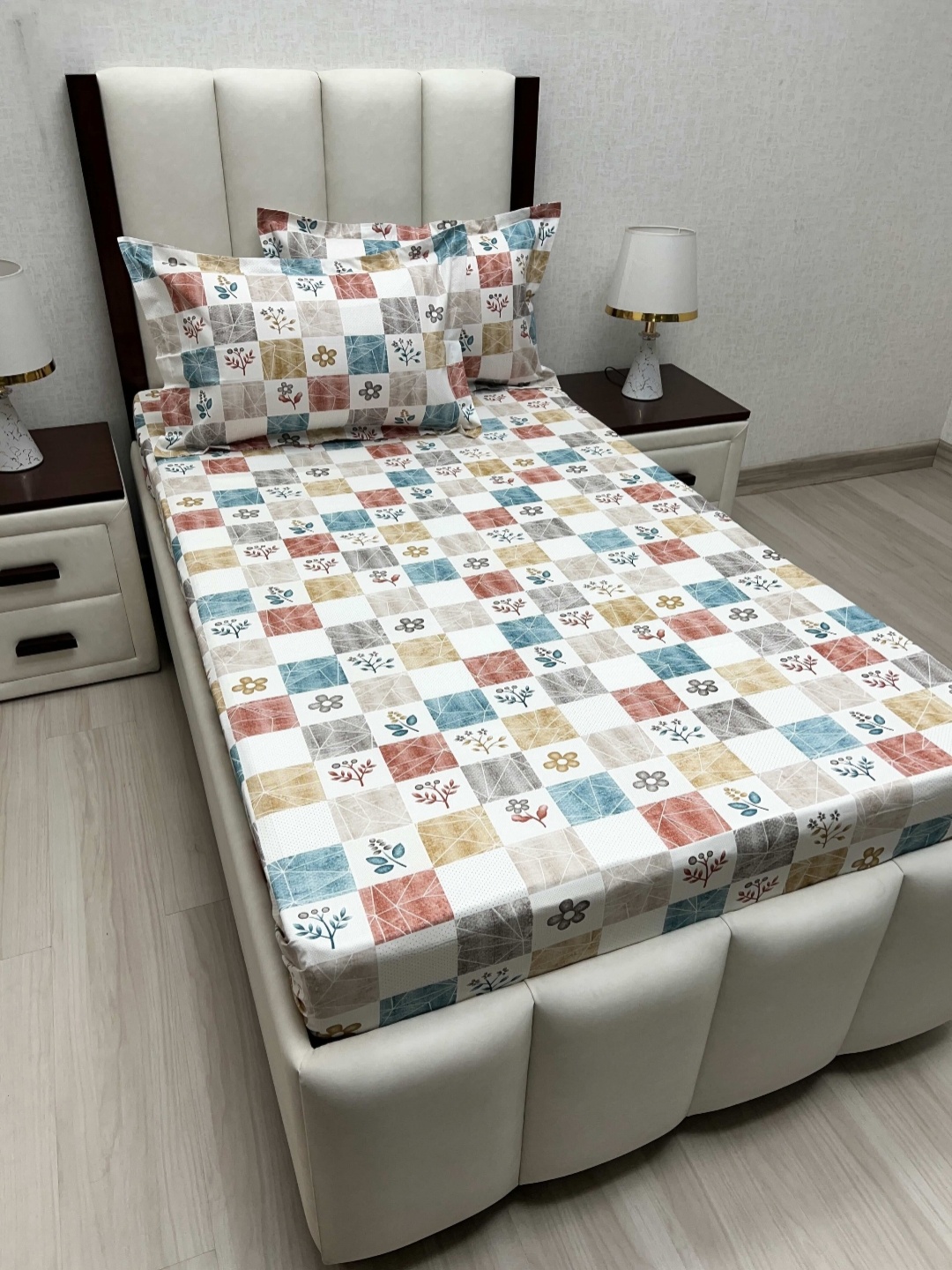

Pure Decor Cotton Single Size Bedsheet With 2 Pillow Covers 1.73m X 2.36m, White