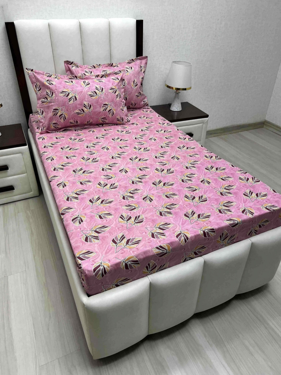 

Pure Decor Cotton Single Bed Size Bedsheet With 2 Pillow Covers 1.73m X 2.36m, Pink