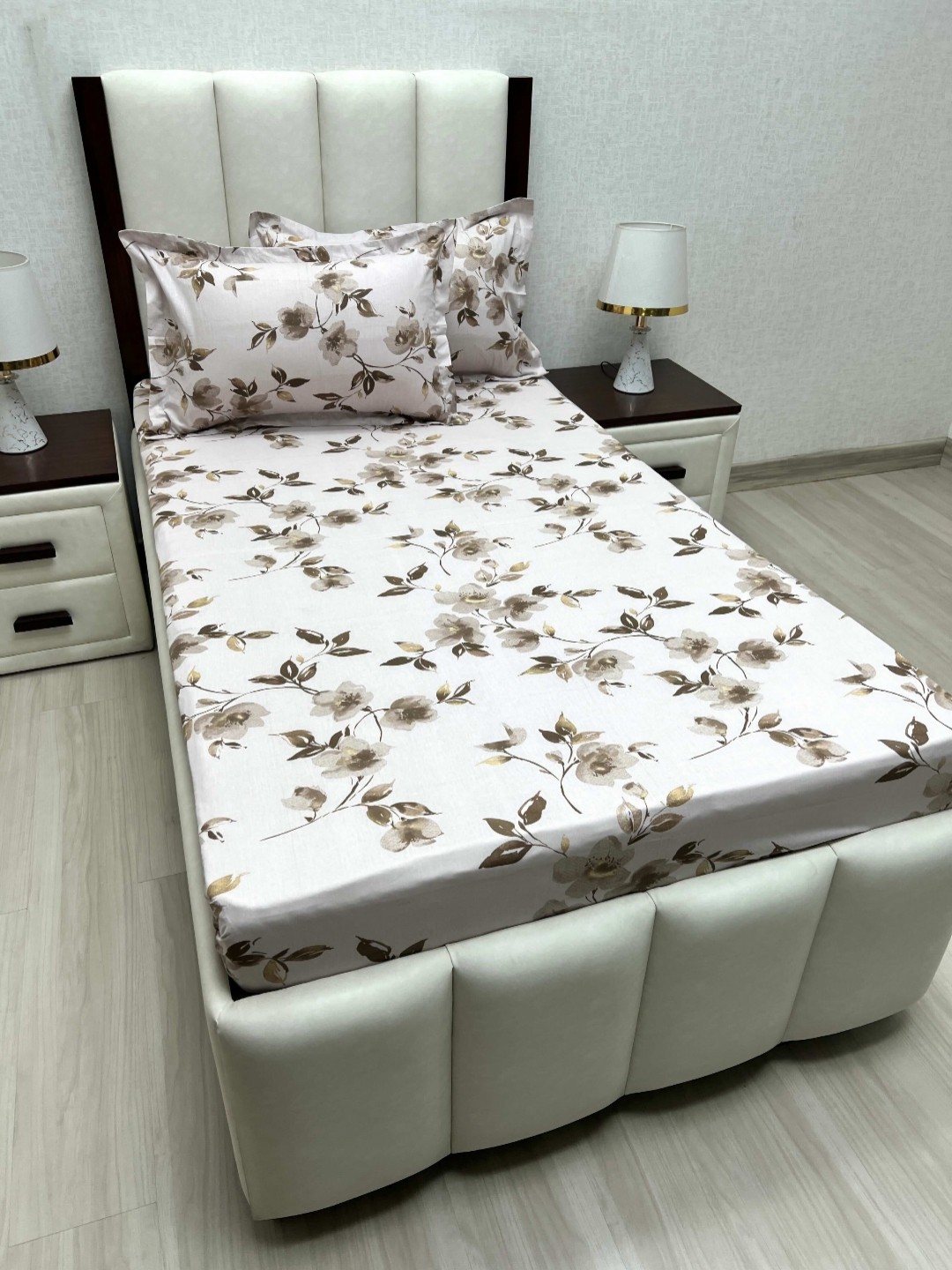 

Pure Decor Cotton Single Bed Size Bedsheet With 2 Pillow Covers 1.73m X 2.36m, Brown