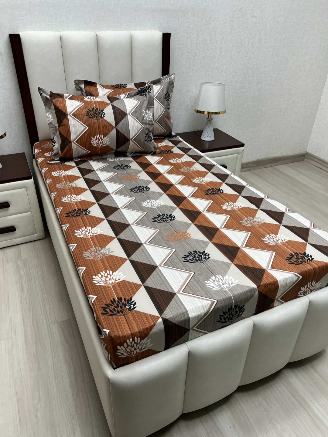 

Pure Decor Cotton Single Bed Size Bedsheet With 2 Pillow Covers 1.73m X 2.36m, Brown