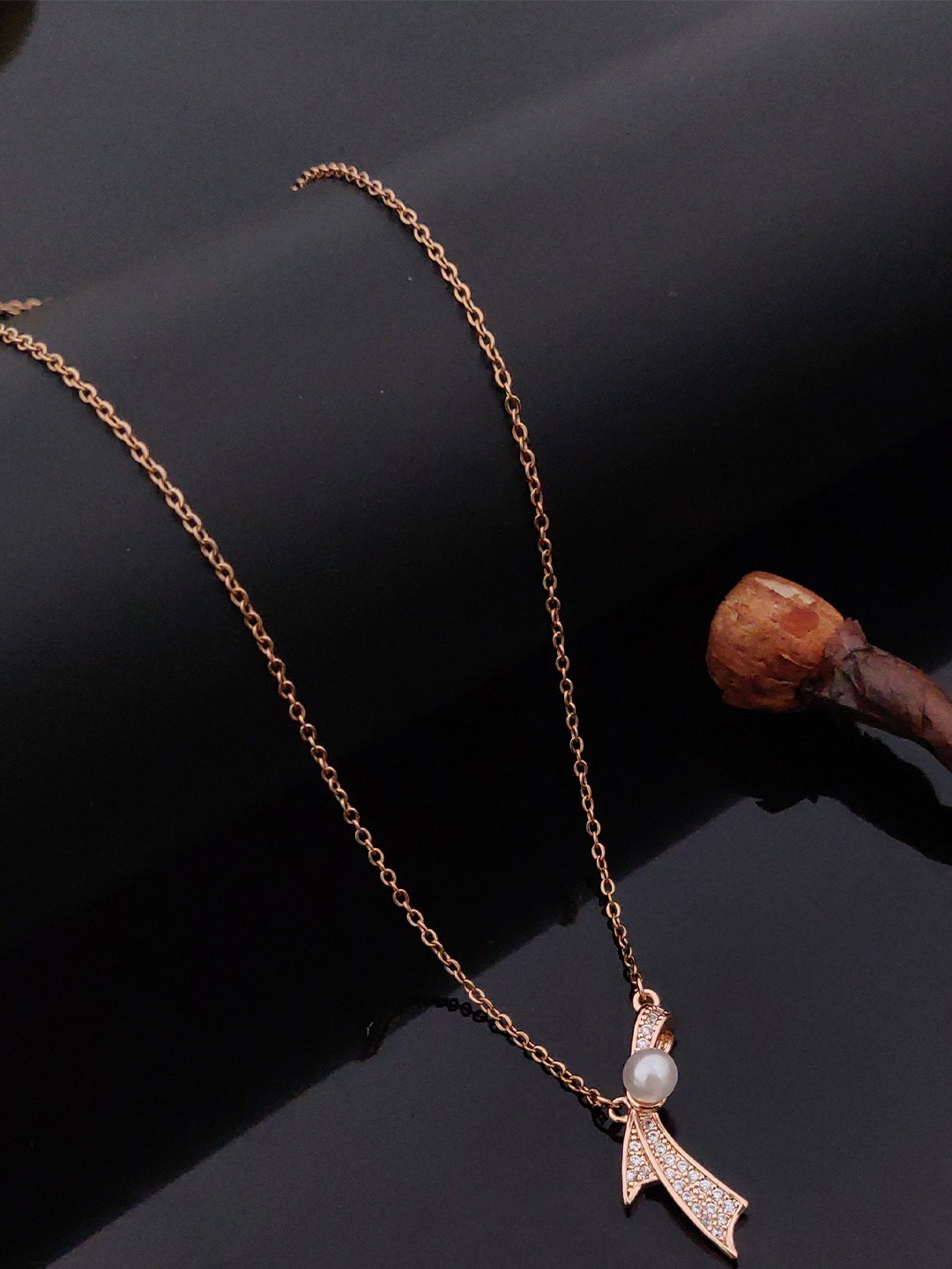 

ANJNI CREATION Rose Gold-Plated Stainless Steel American Diamond Chain