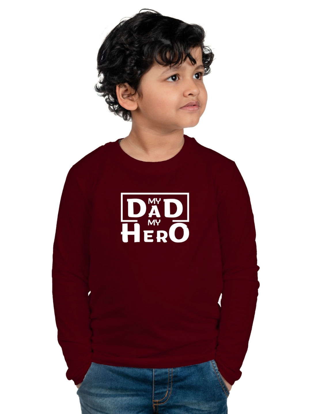 

Chombooka Unisex Kids Typography Printed Round Neck Cotton T-shirt, Maroon