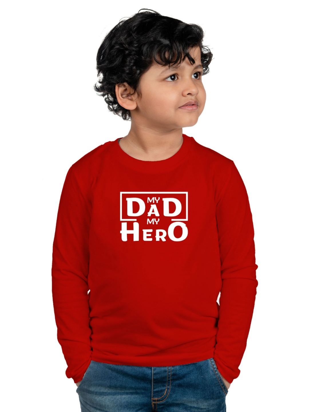 

Chombooka Unisex Kids Typography Printed Round Neck Cotton T-shirt, Red