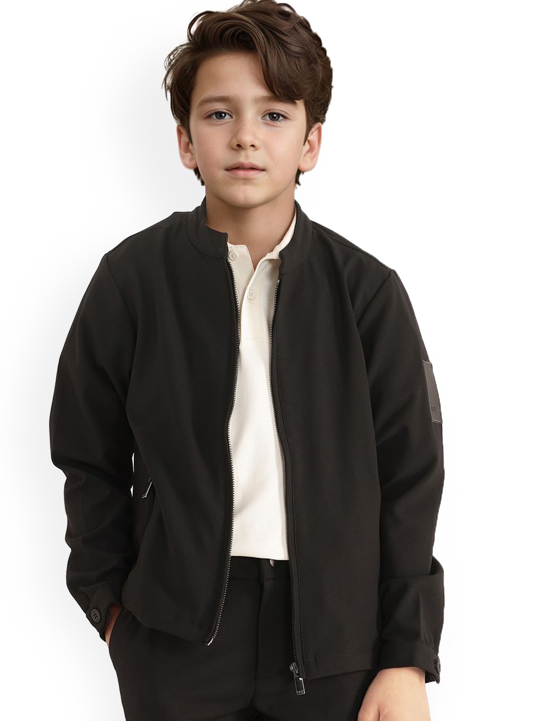 

Rare Ones Boys Band Collar Jacket, Black