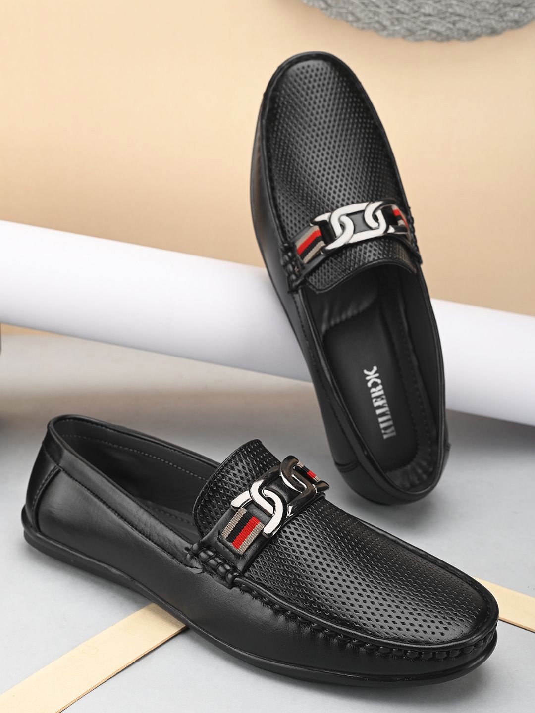 

Killer Men PU Laser Cuts Loafers, Black