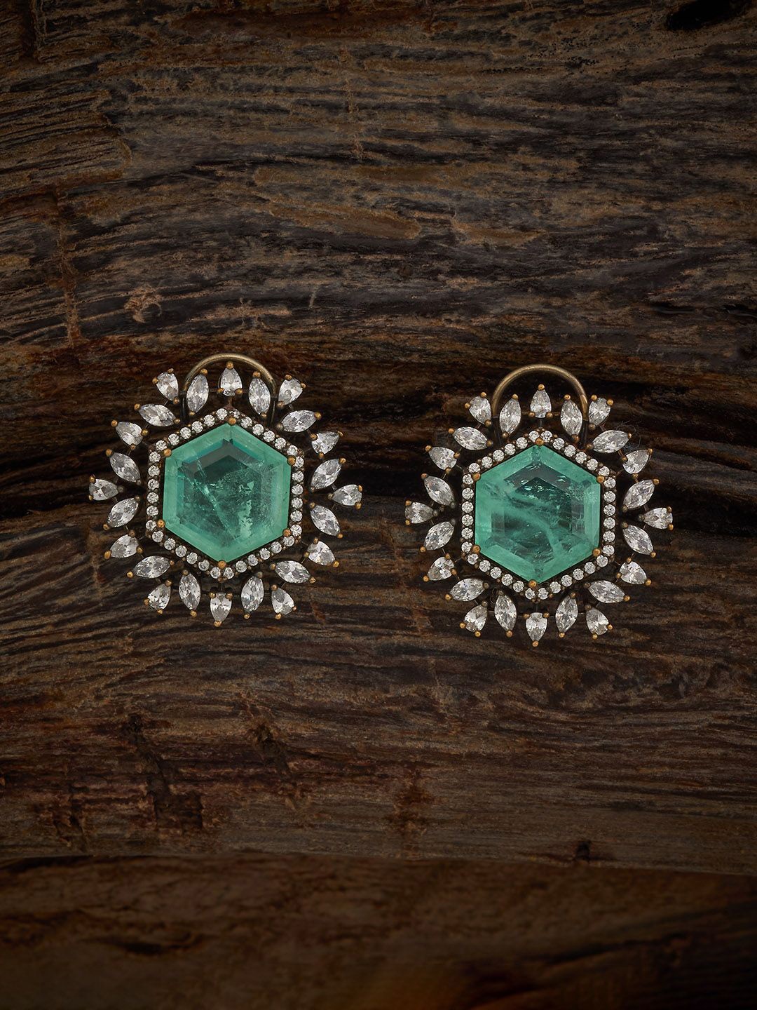 

Kushal's Fashion Jewellery Victorian Plated Classic Zircon Studs Earrings, Green