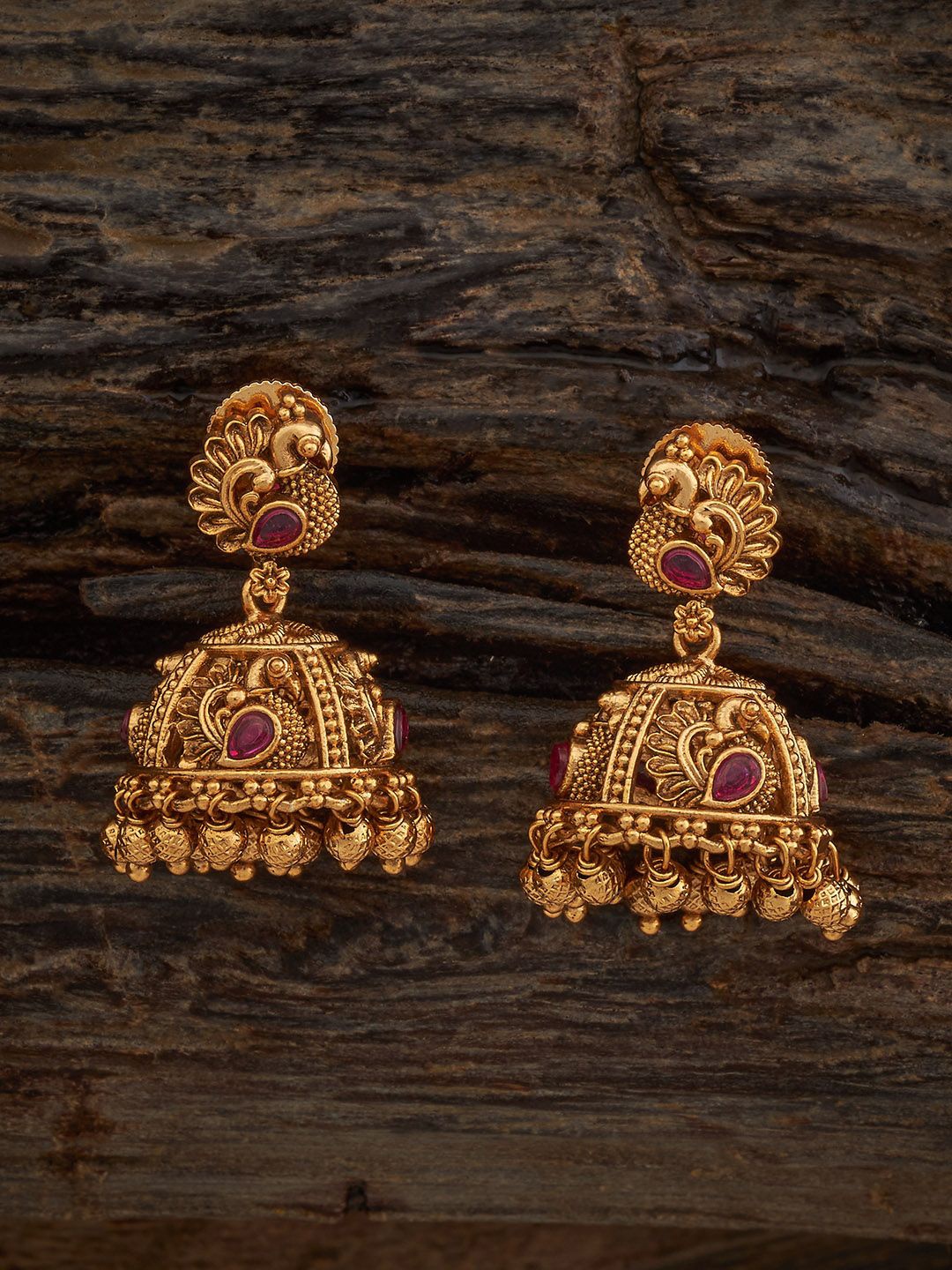 

Kushal's Fashion Jewellery Gold-Plated Dome Shaped Jhumkas