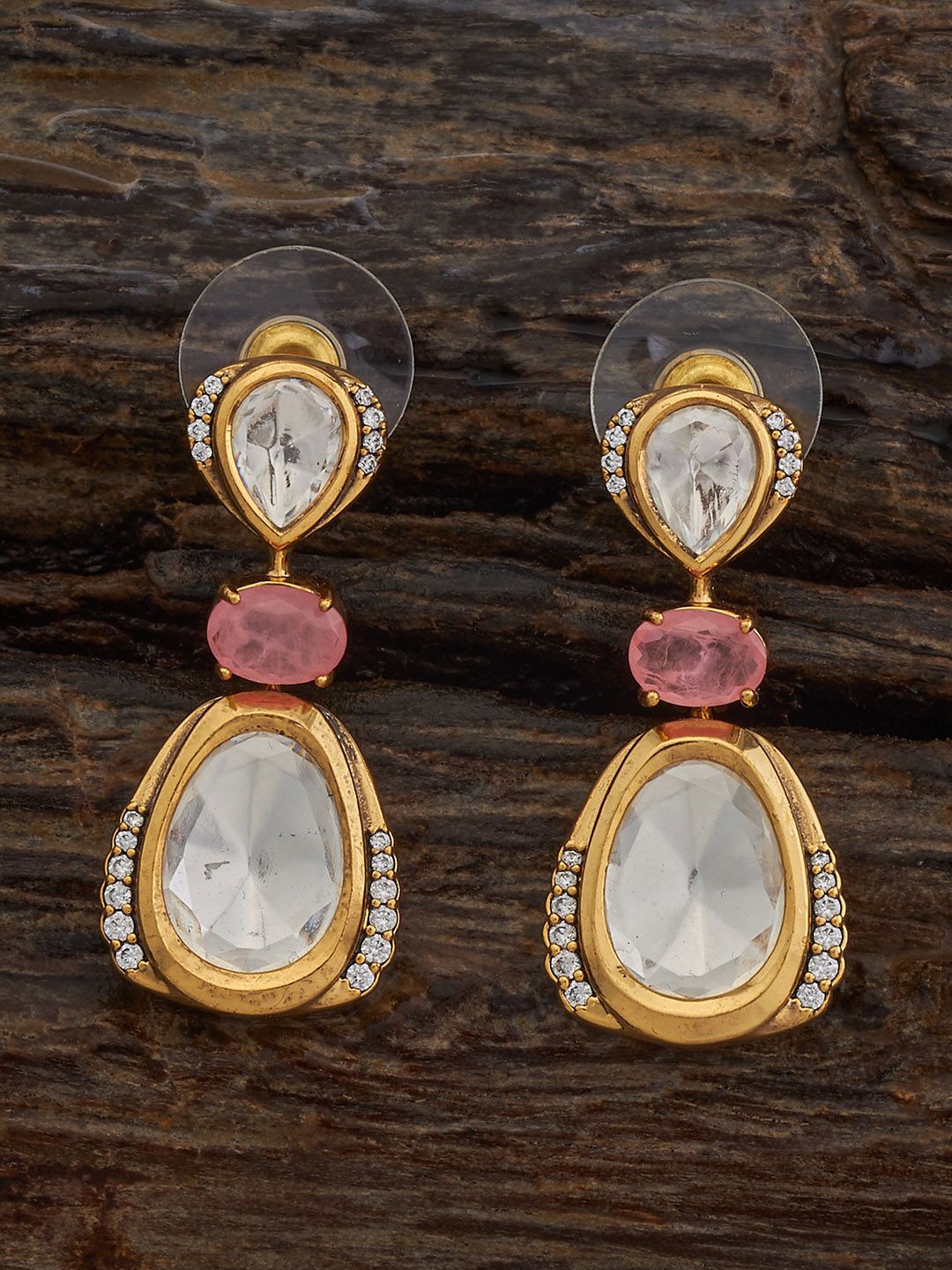 

Kushal's Fashion Jewellery Gold Plated Classic Kundan Drop Earrings