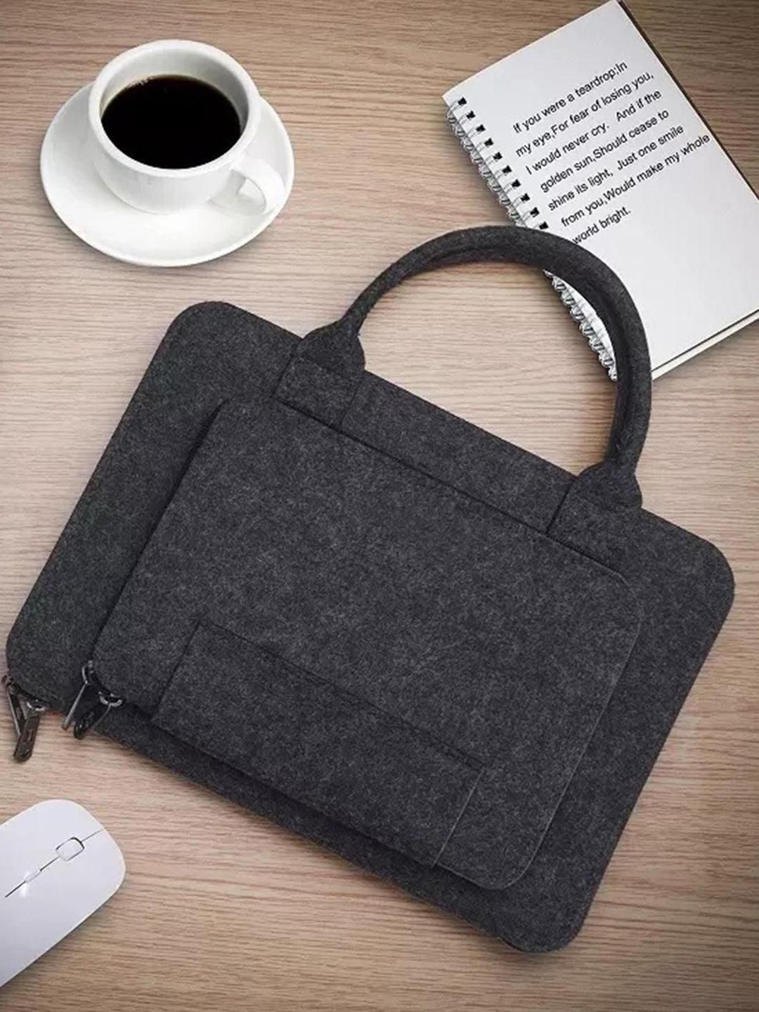 Market99 Unisex Felt Laptop Handbag, Grey