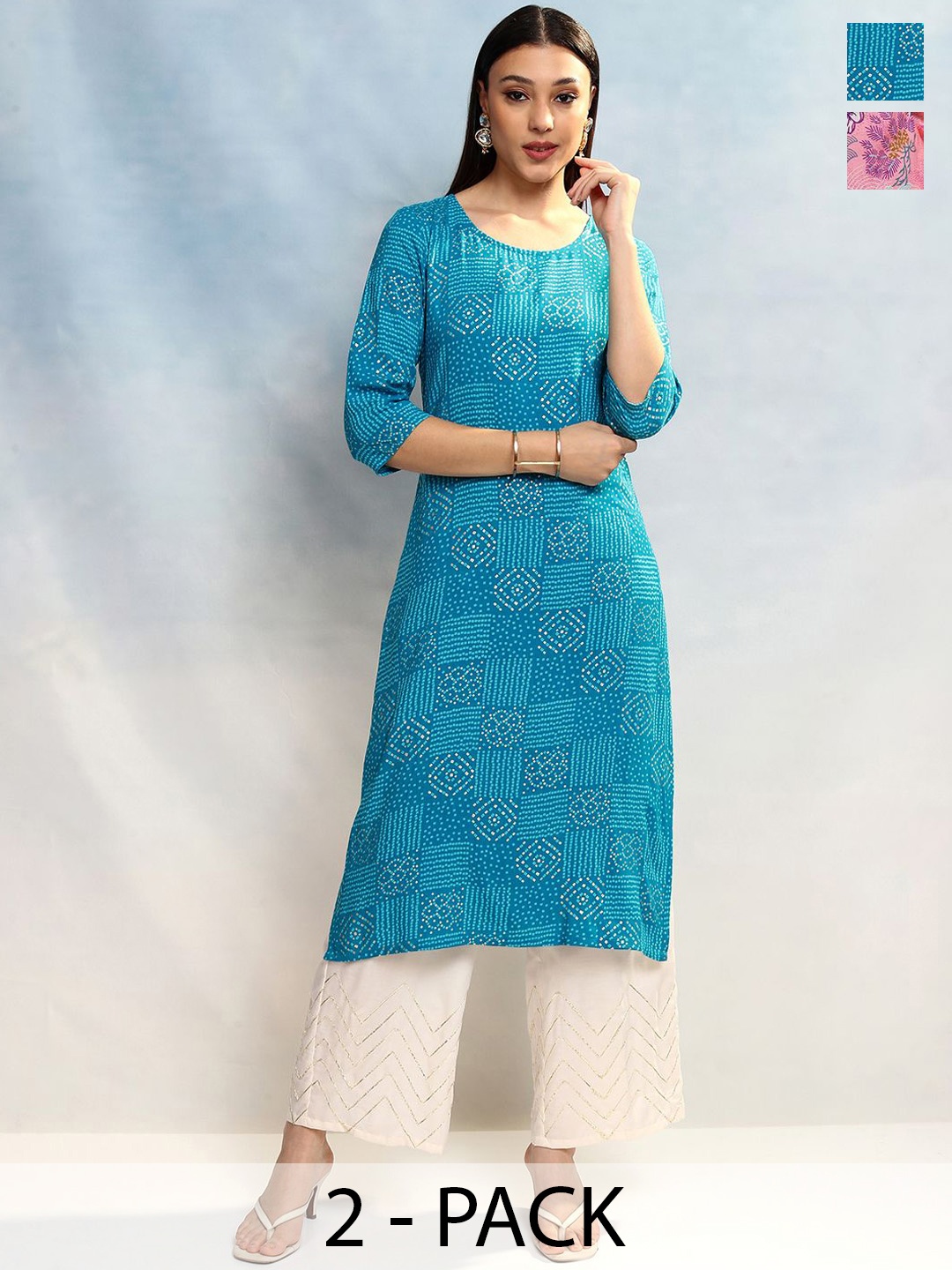 

Vishudh Pack of 2 Women Printed Kurta, Teal