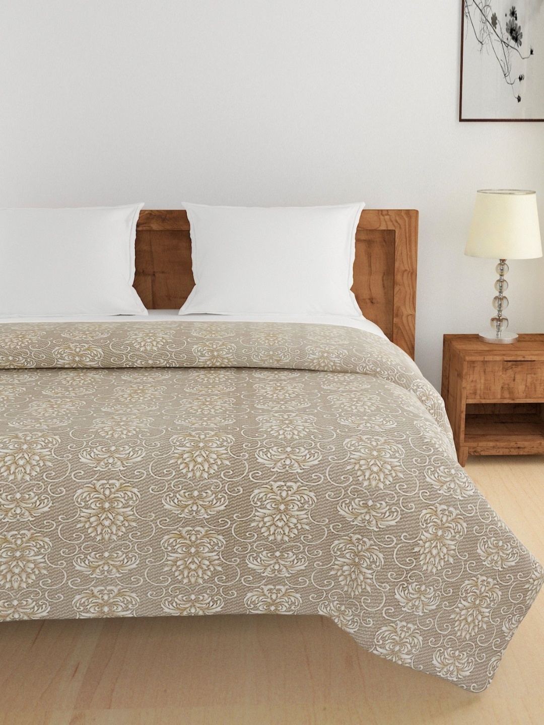 

SWAYAM Ananda Brown Floral Printed Pure Cotton AC Room 150 GSM Double Bed Comforter