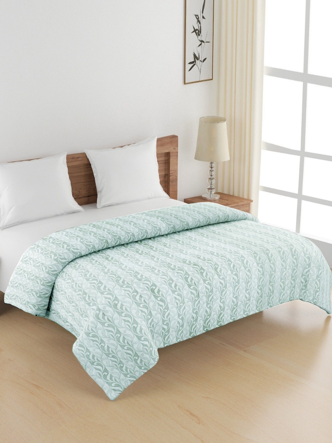 

SWAYAM Ananda Blue & White Floral Printed Pure Cotton AC Room 150 GSM Double Bed Comforter