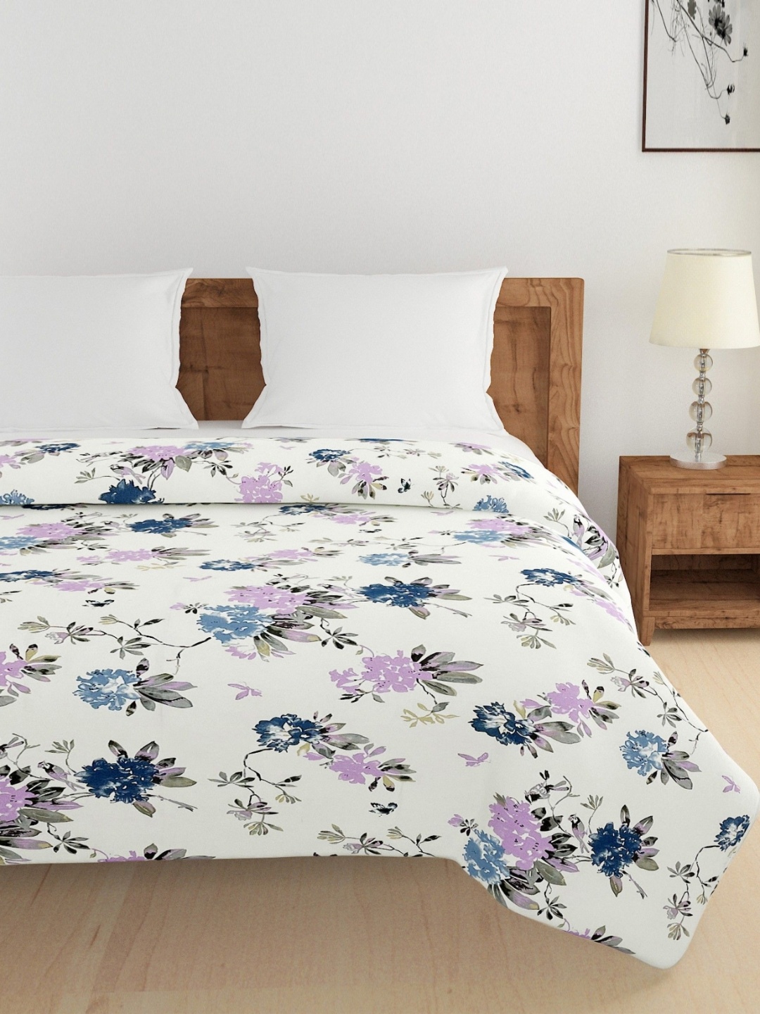 

SWAYAM Ananda Blue Floral Printed Pure Cotton AC Room 150 GSM Double Bed Comforter