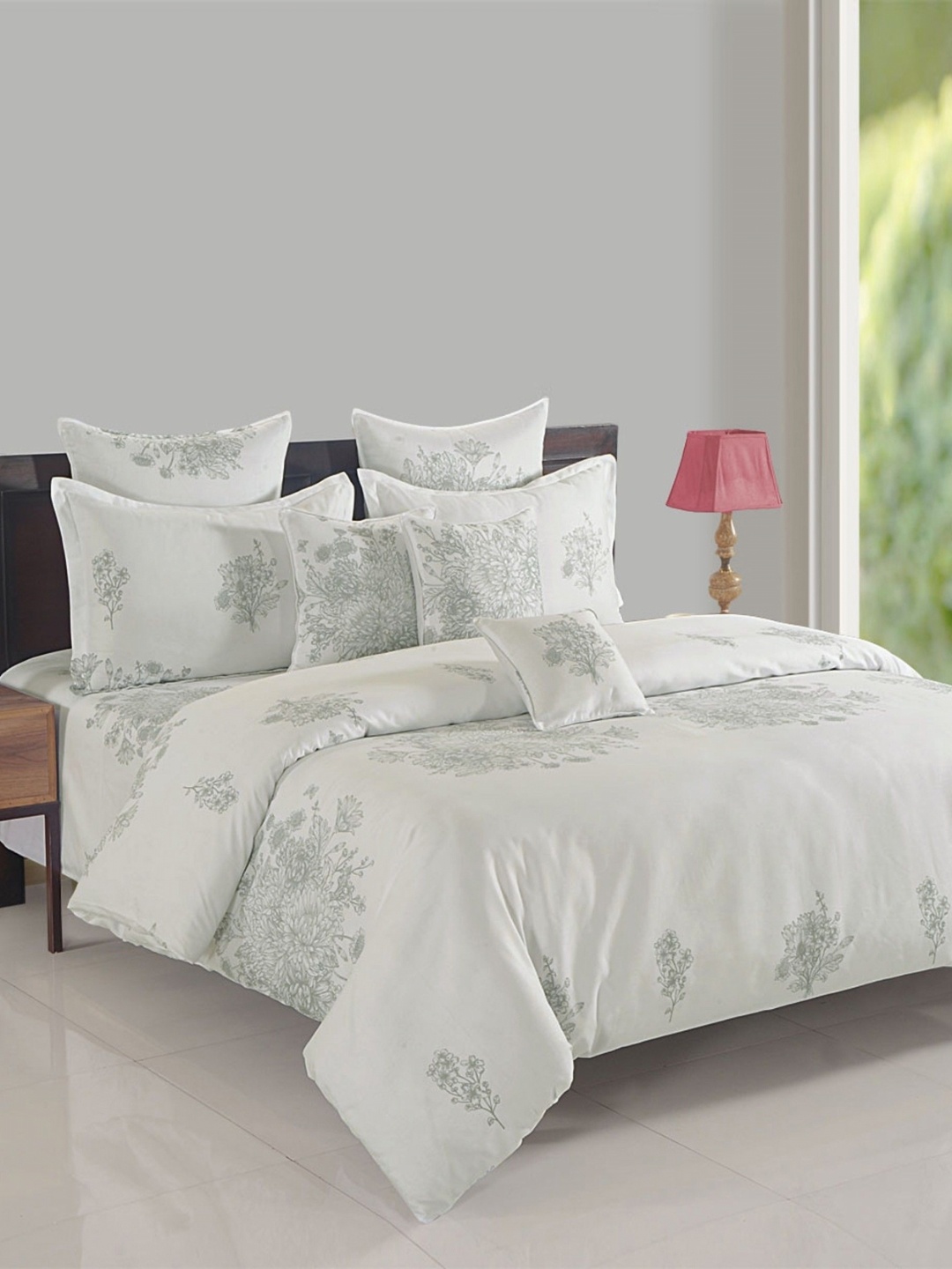 

SWAYAM Zinnia White & Grey Floral Printed Pure Cotton AC Room 150 GSM Double Bed Comforter
