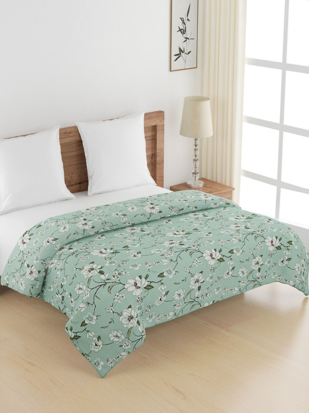 

SWAYAM Ananda Green & White Floral Printed Pure Cotton AC Room 150GSM Double Bed Comforter