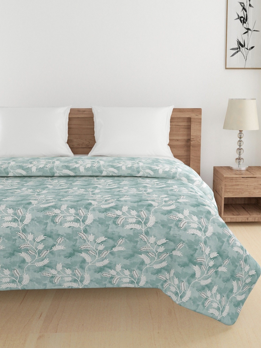 

SWAYAM Veda Green & White Floral Printed Pure Cotton AC Room 150 GSM Double Bed Comforter