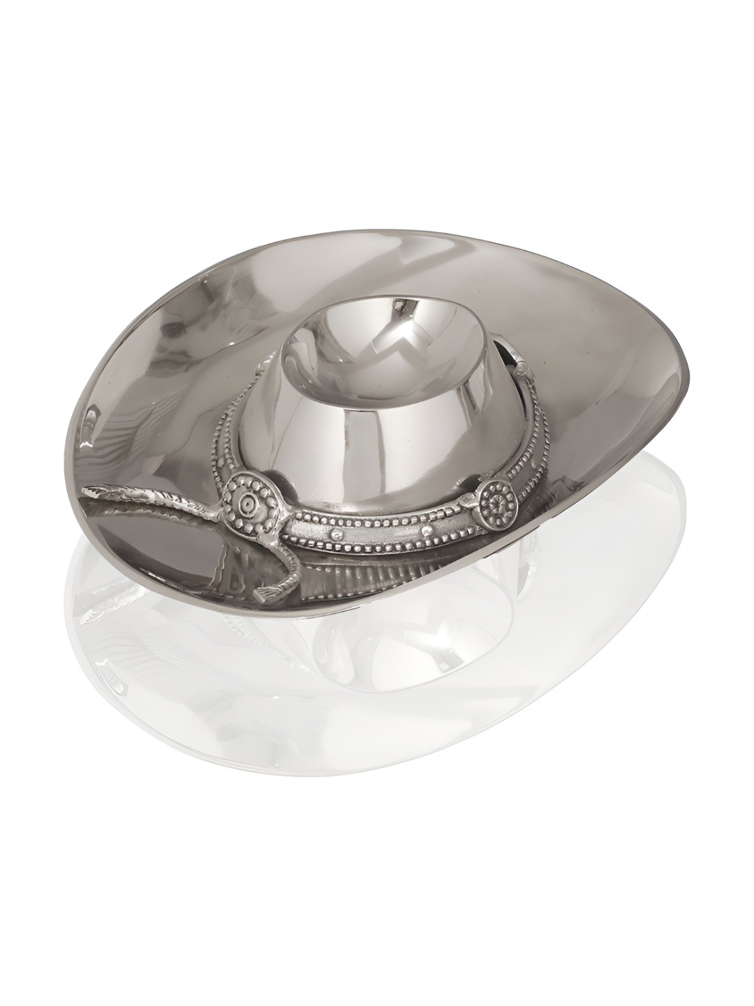 

Troveas Silver-Toned Hat Chip and Dip Textured Aluminium Food Platter