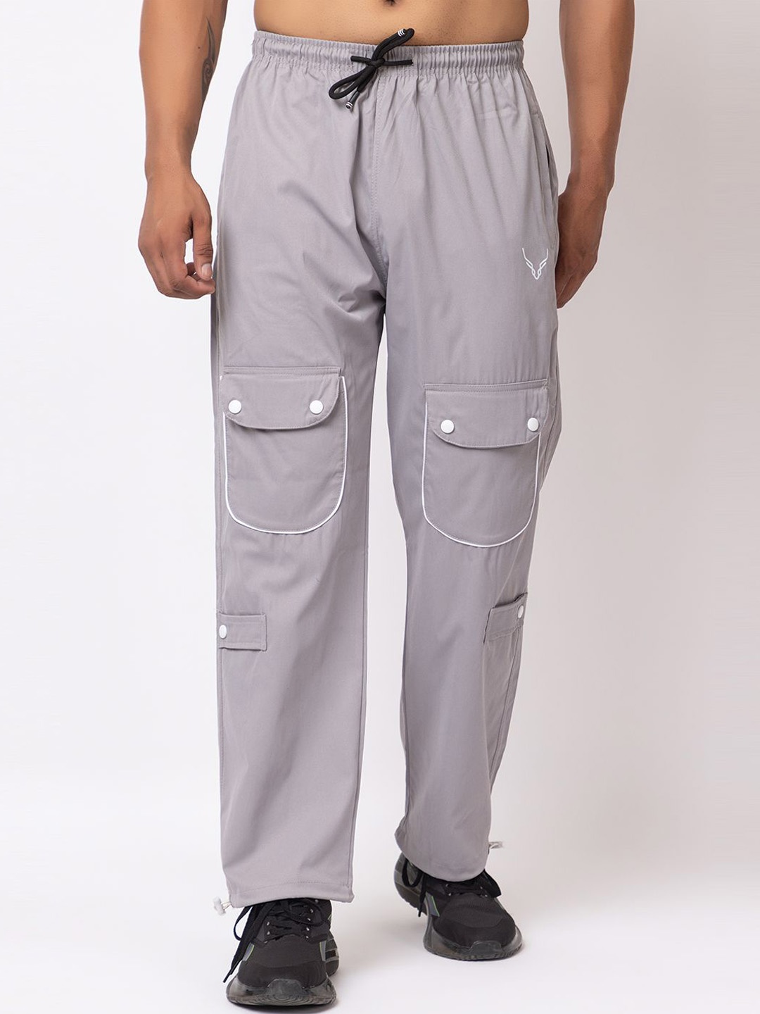 

BUFFARO Men Cotton Mid Rise Track Pants, Grey