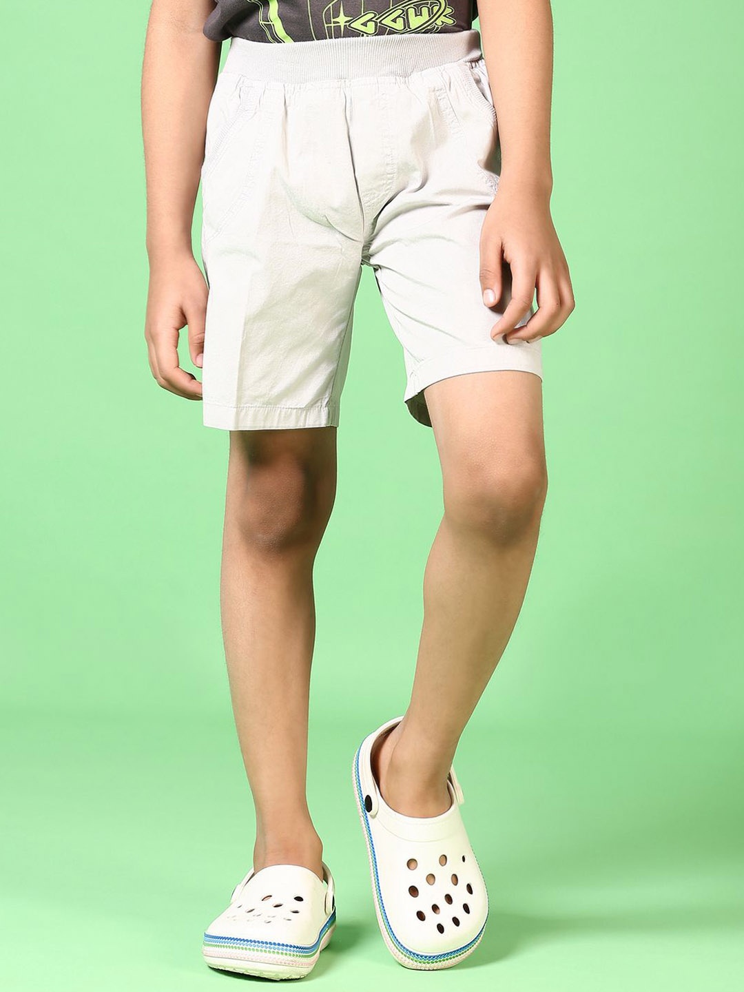 

V-Mart Boys Mid-Rise Cotton Shorts, Grey