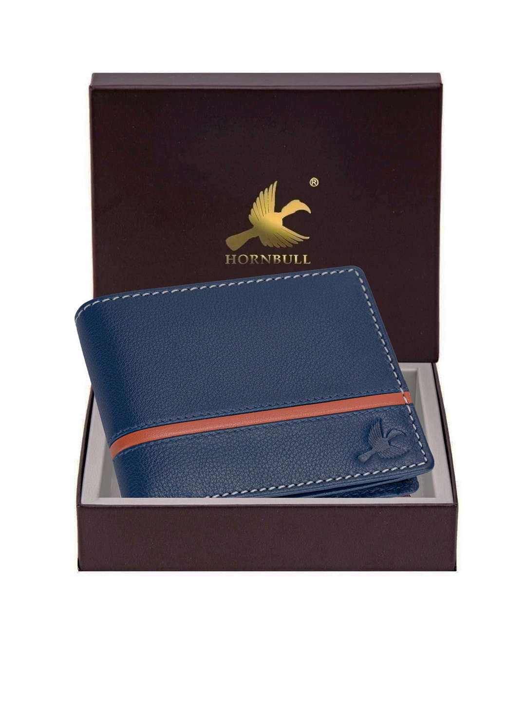 

Hornbull Denial Navy RFID Protected Genuine Leather Two Fold Wallet, Navy blue