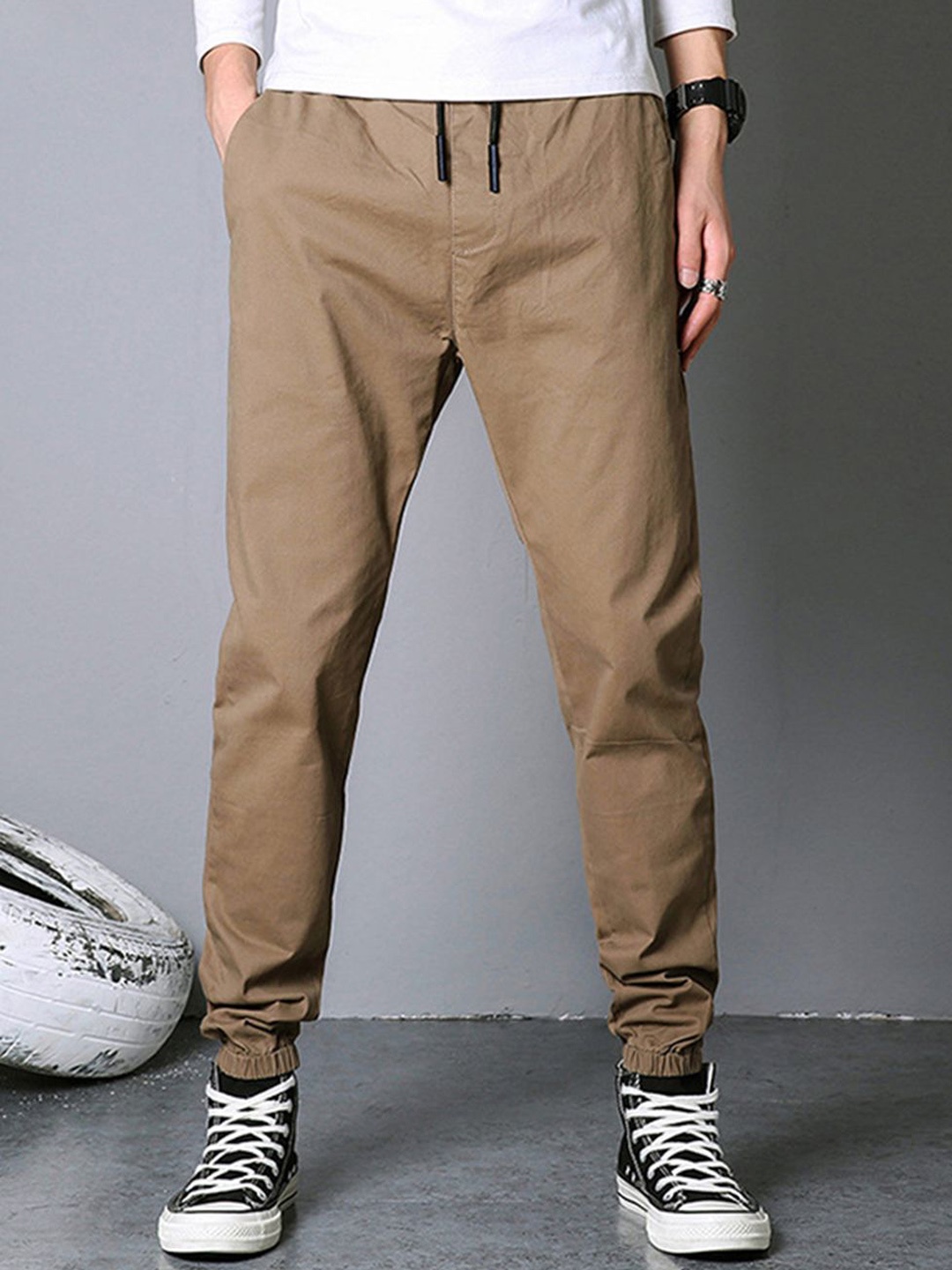 

StyleCast Men Slim Fit Mid-Rise Chinos Trousers, Khaki