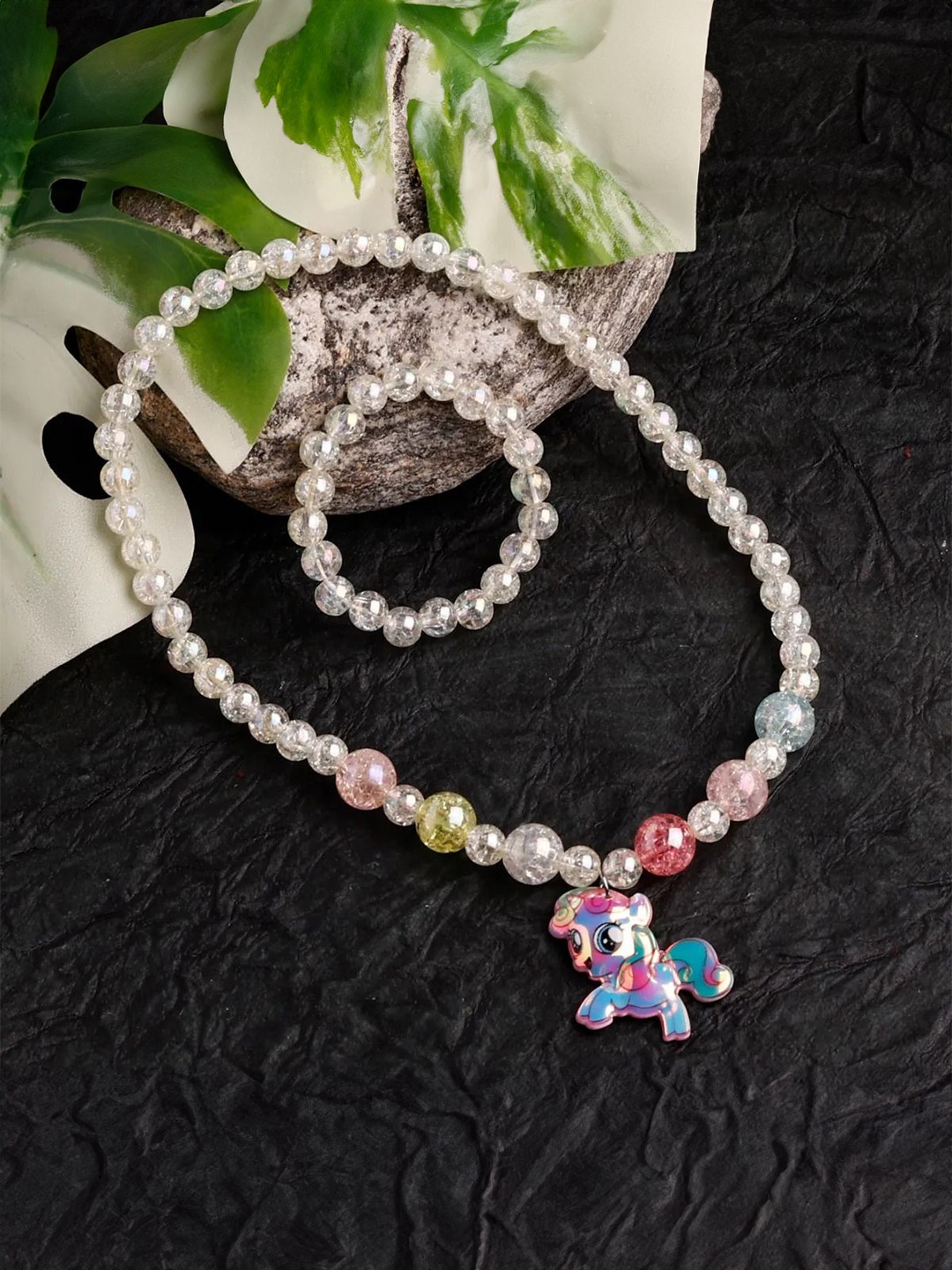 

Jewelz Girls Taddy Artificial Beads Beaded Necklace With Bracelet, White