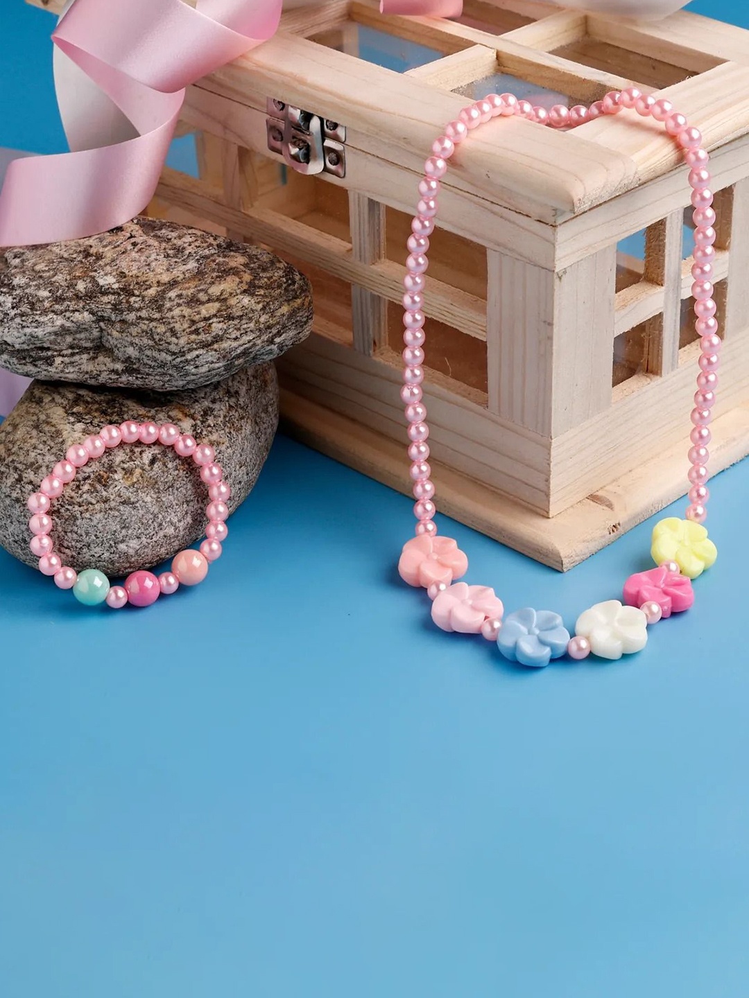 

Jewelz Girls Artificial Beads Beaded Necklace Set, Pink