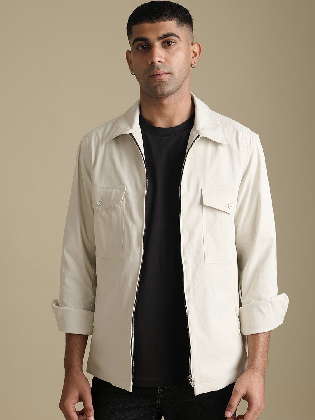 

Beyours Men Windcheater Tailored Jacket, Beige