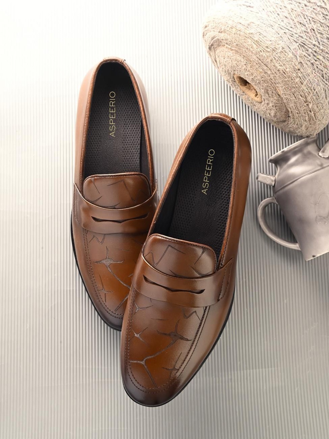 

Egoss Men Genuine Leather Formal Loafers, Brown
