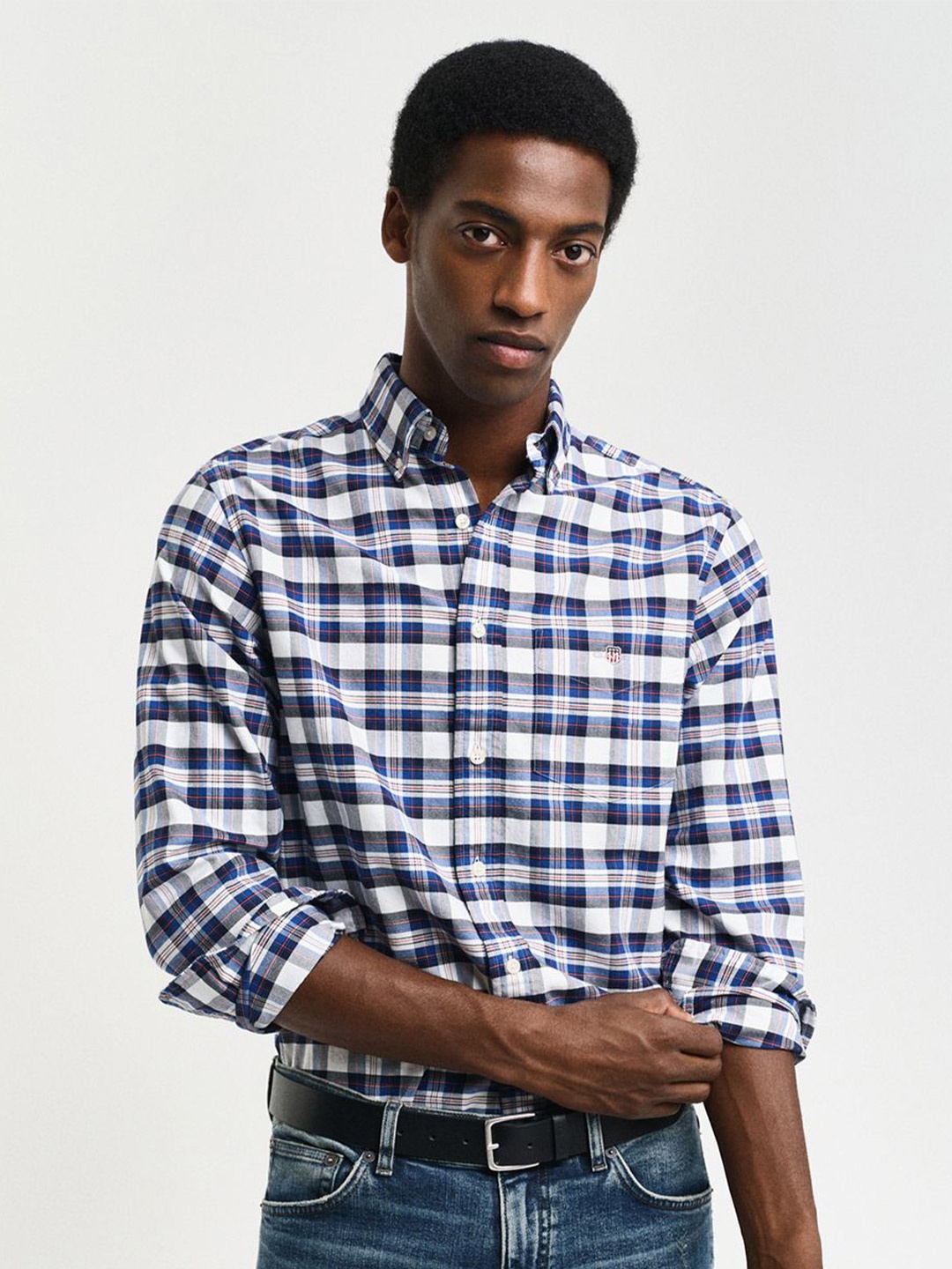 

GANT Men Button-Down Classic Oxford Check Cotton Shirt, White