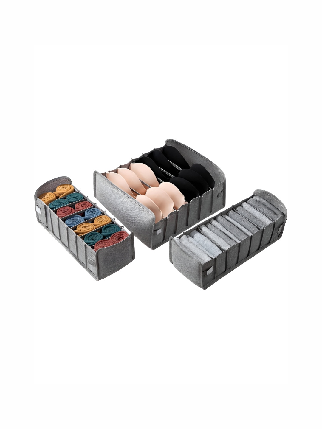 

HOUSE OF QUIRK Grey 3 Pieces Foldable Regular Multi-Utility Organisers