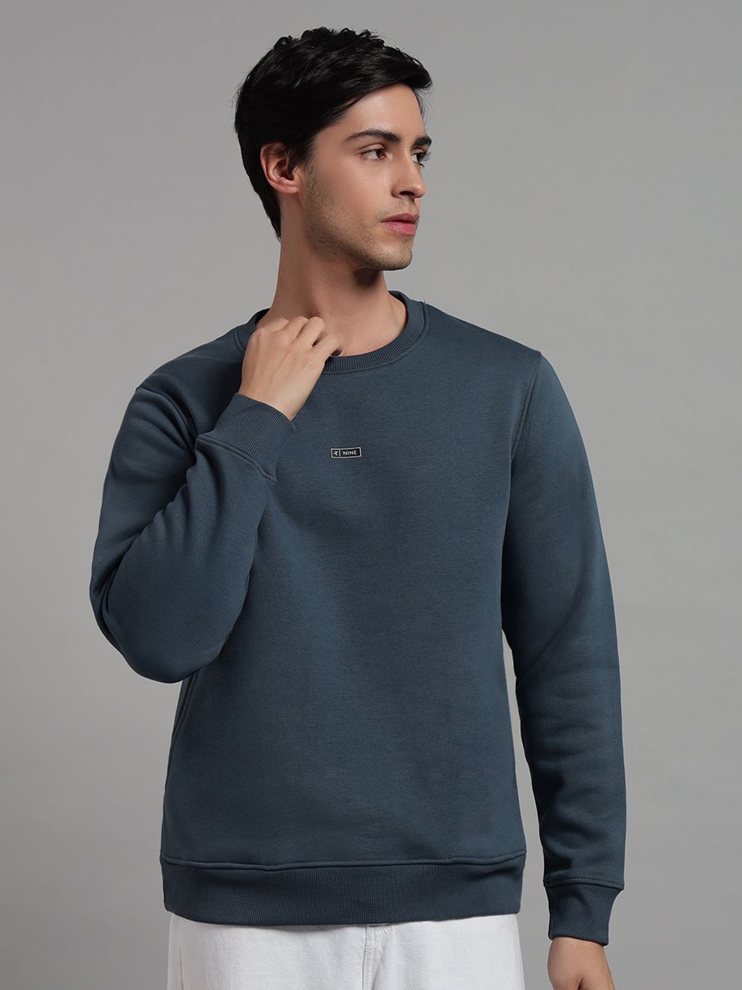 

FCK GOLD Men Round Neck Pullover Sweatshirt, Teal