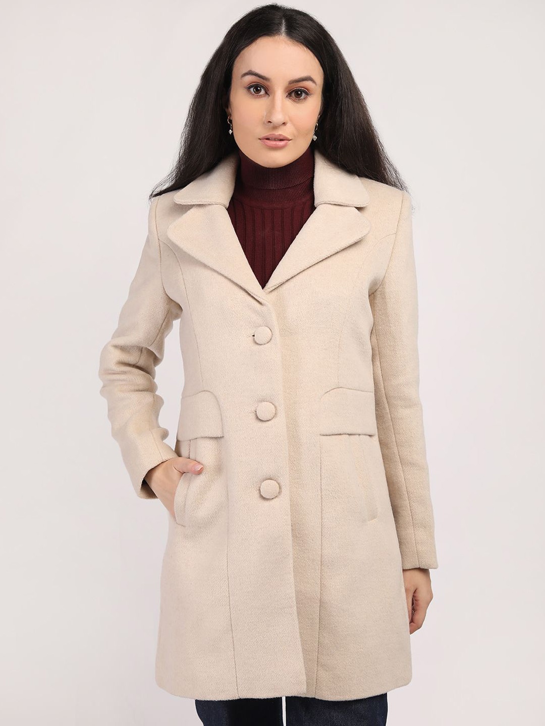 

Roadster Women Single Breasted Overcoat, Beige