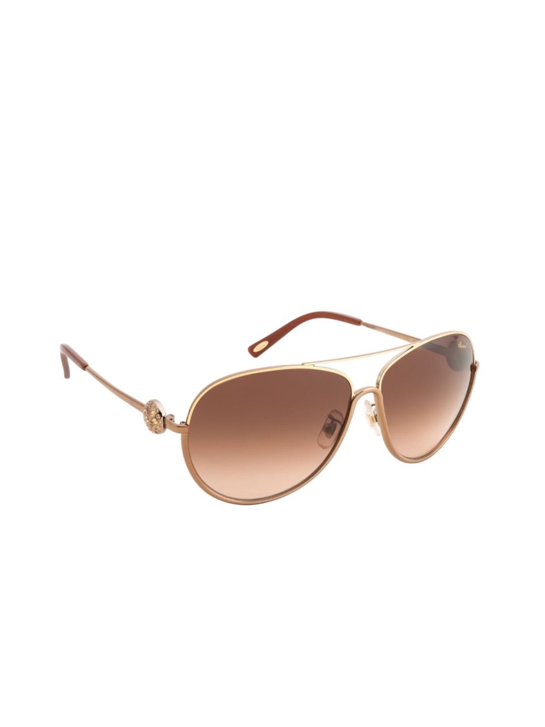 

Chopard Women Aviator Sunglasses with UV Protected Lens SCHB23S8FLSG, Brown