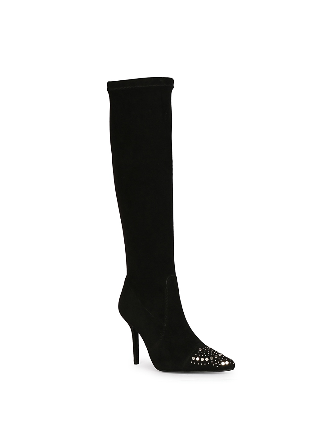 

Saint G Women Studded Stretch Suede Stiletto Long Winter Boots, Black