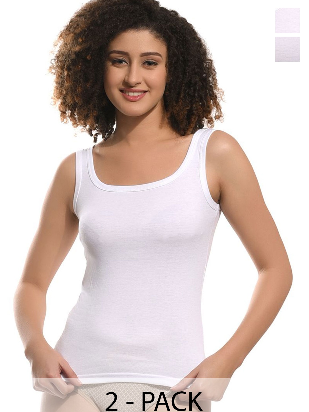 

BODYMIST Women Set 2 Cotton Tank Top, White