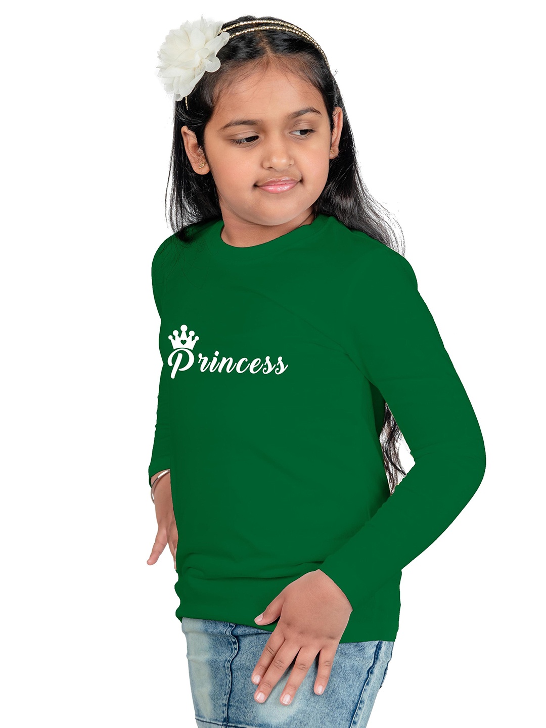 

Chombooka Girls Typography Printed Round Neck Cotton T-shirt, Green