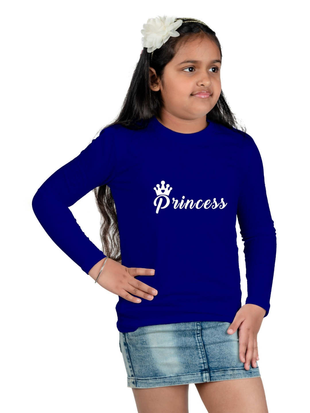

Chombooka Girls Typography Printed Round Neck Cotton T-shirt, Blue