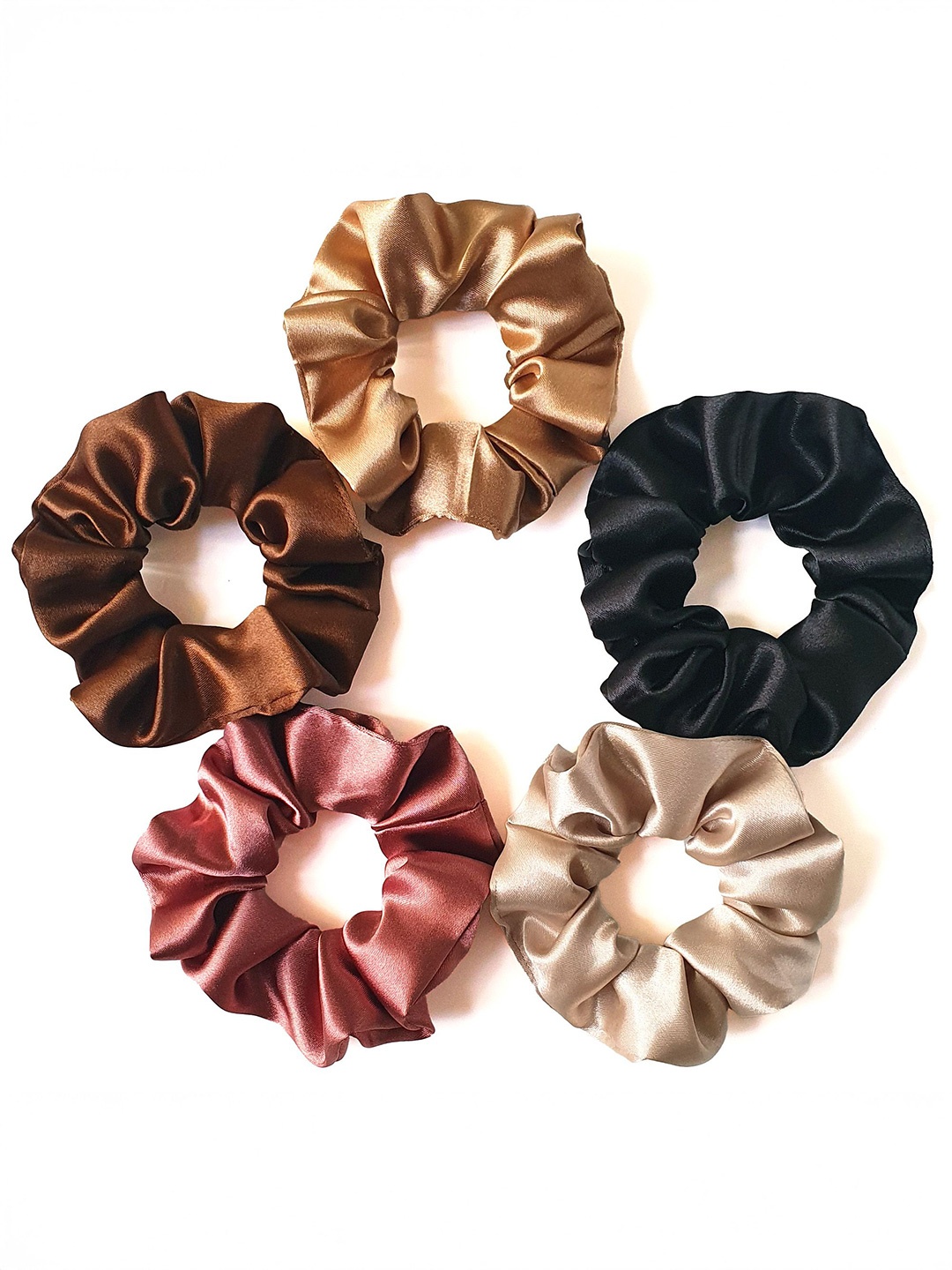 

Silvr Bear Earthy Shades Luxe Satin Scrunchies, Brown