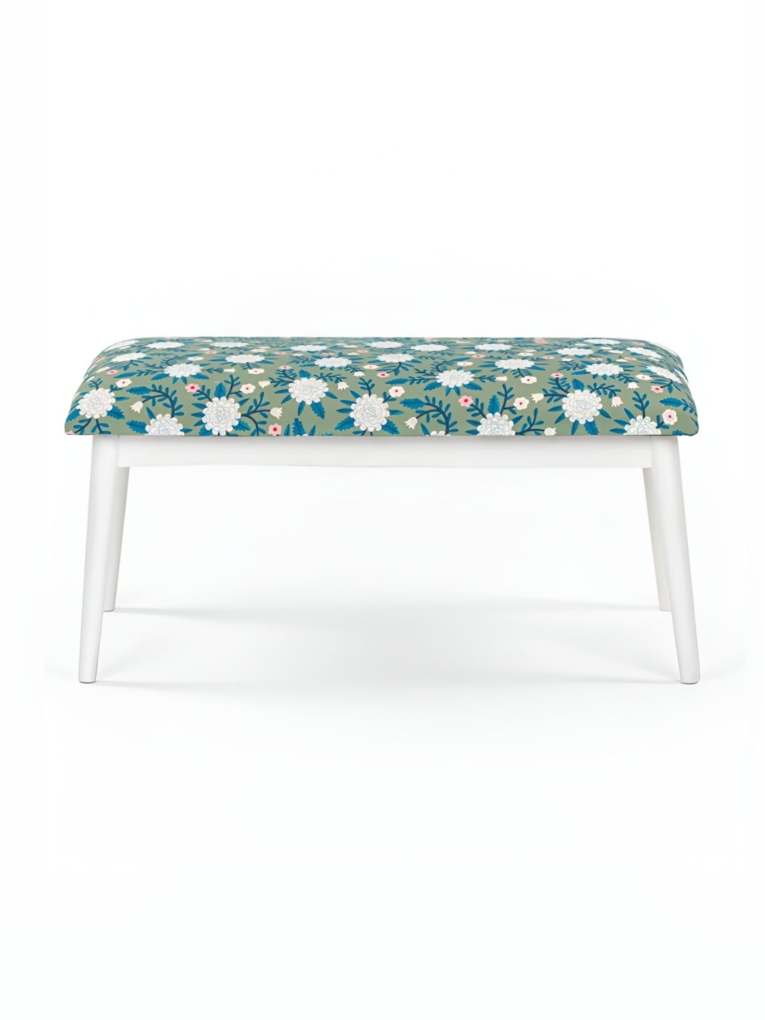 

Chumbak Memsaab Bench - Spring Marigold Green & White Floral Printed Lounge Chair