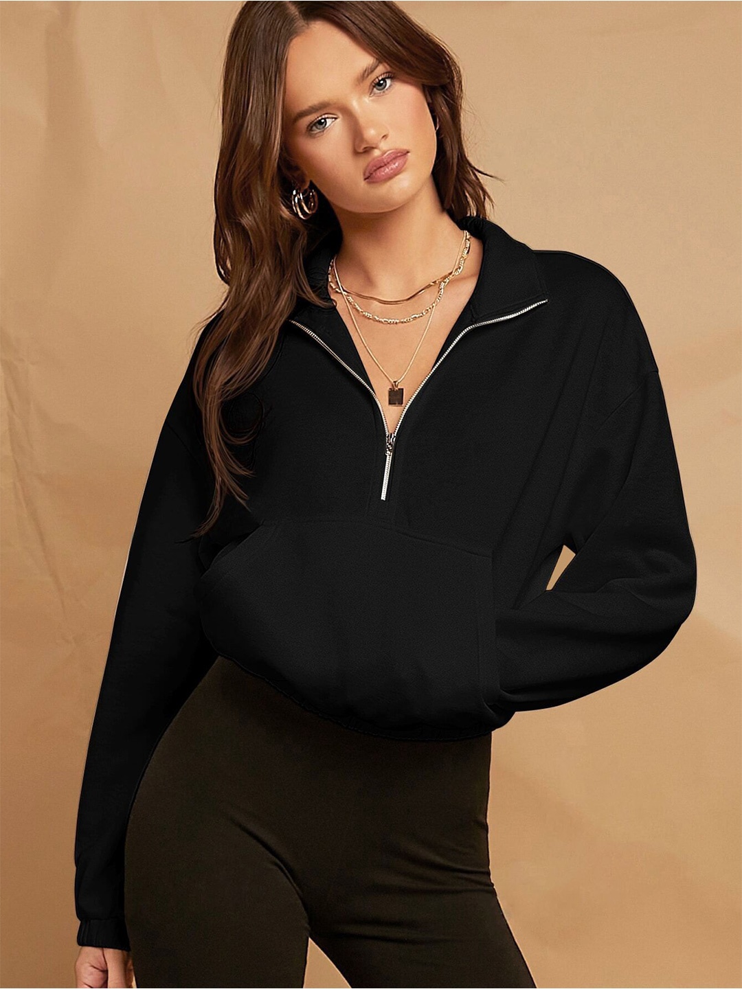 

Stylecast X Slyck High Neck Sweatshirt, Black