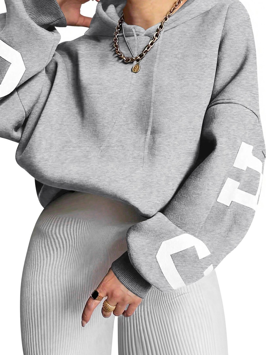 

Stylecast X Slyck Printed Hooded Sweatshirt, Grey