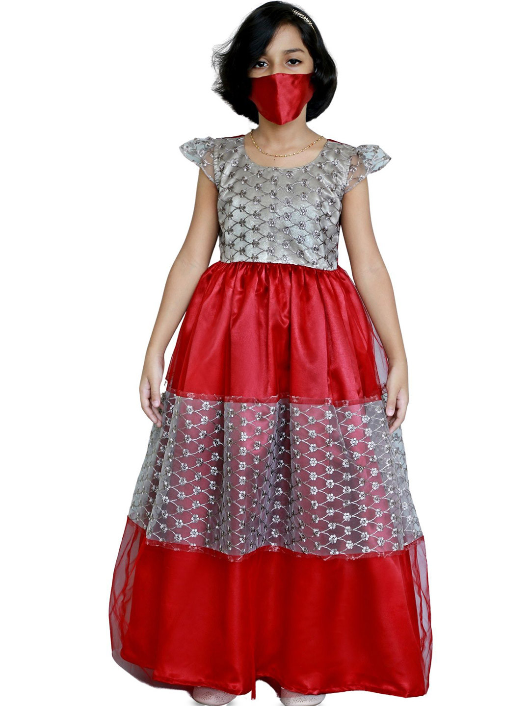 

BAESD Girls Embroidered Fit & Flare Maxi Dress, Red