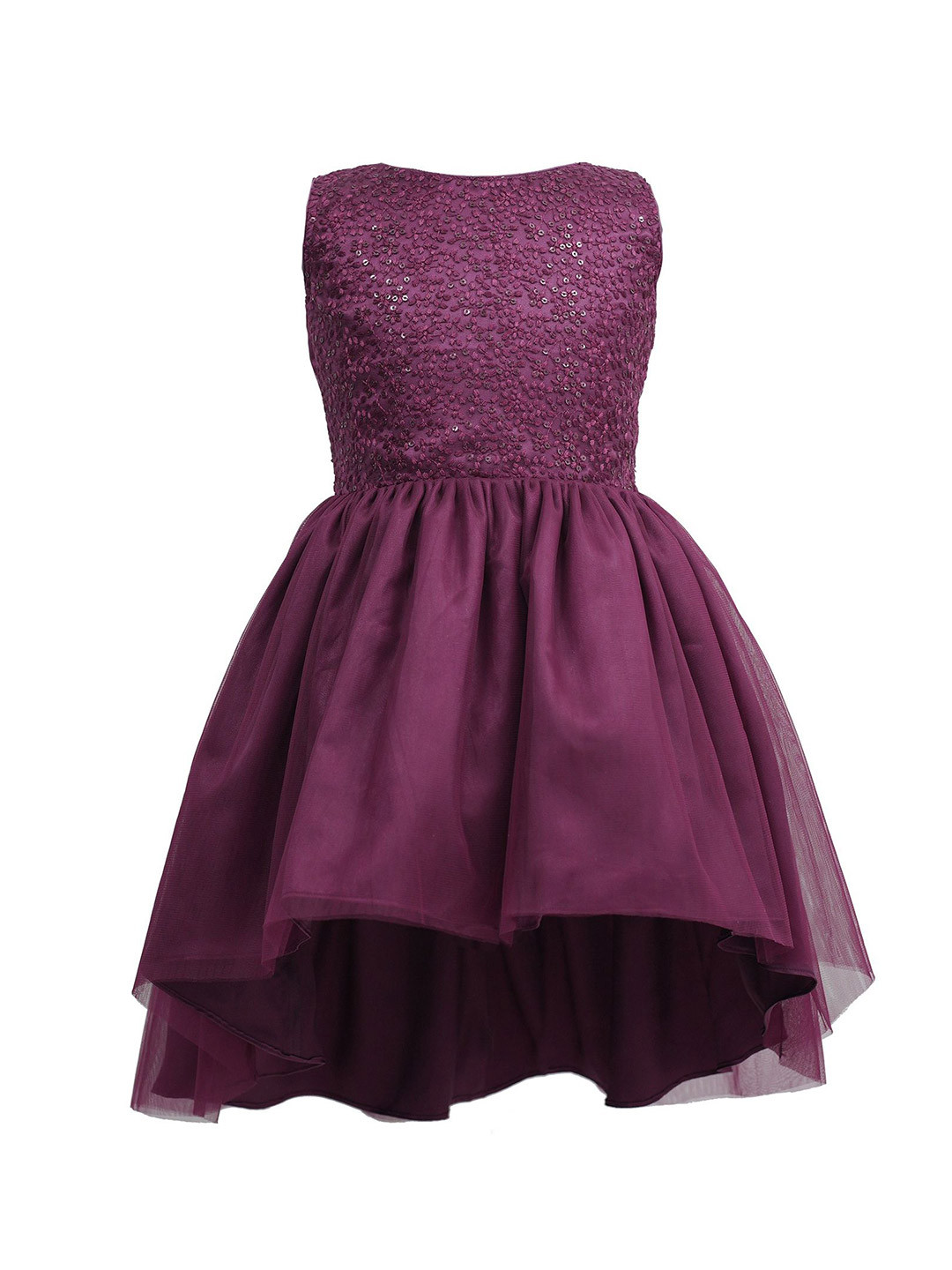 

BAESD Girls Floral Embroidered Sequined Fit & Flare Dress, Purple