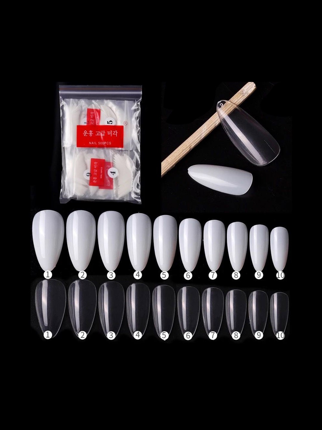 

Coslifestore Set Of 500 Almond Shaped Artificial Professional Nails, Transparent