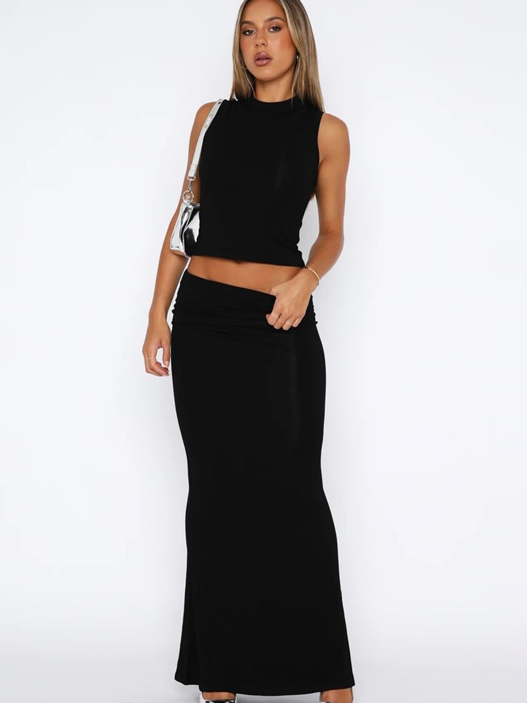 

LULU & SKY Round Neck Tank Top With Skirt, Black