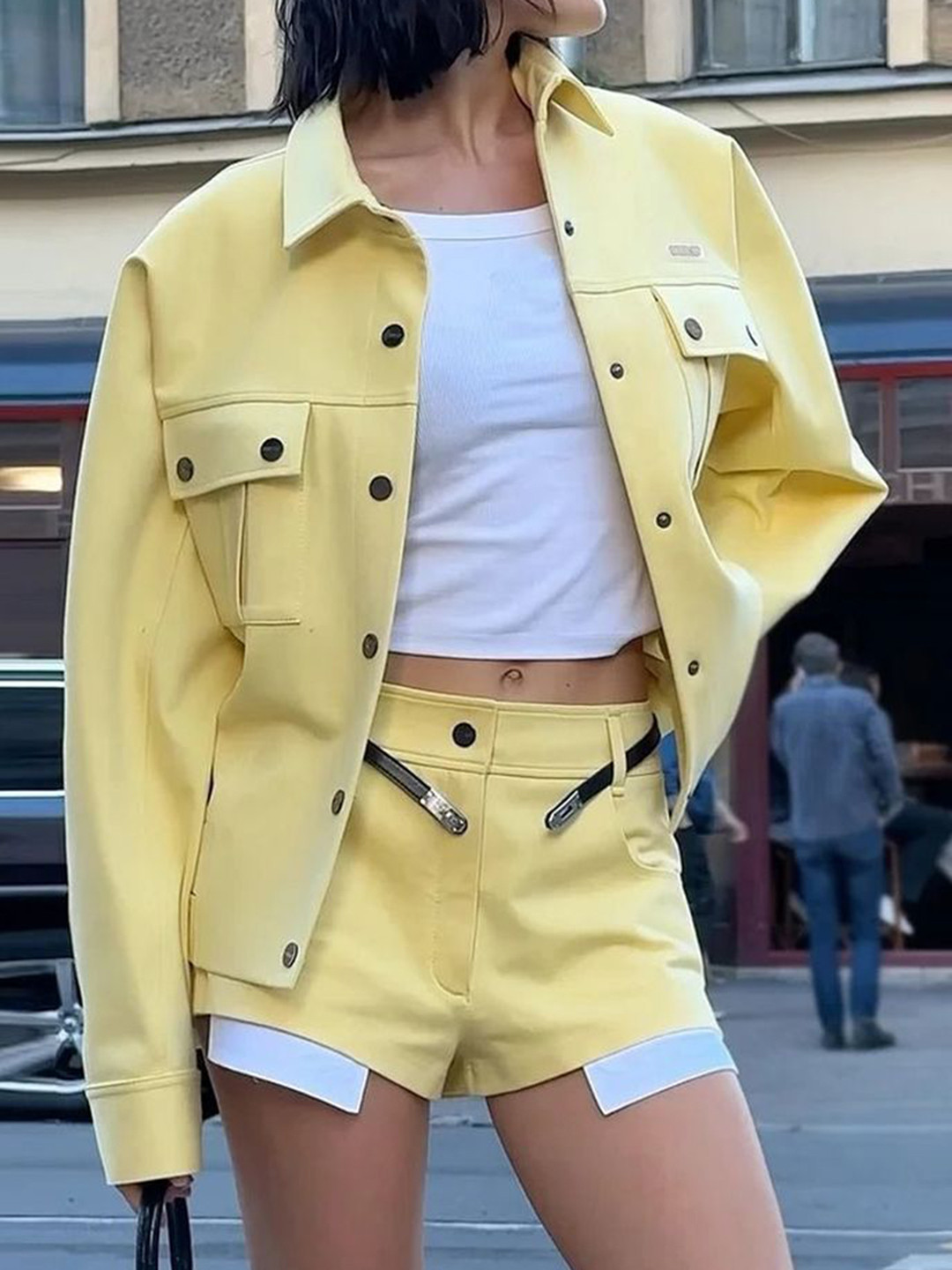 

LULU & SKY Jacket & Shorts Co-Ords, Yellow