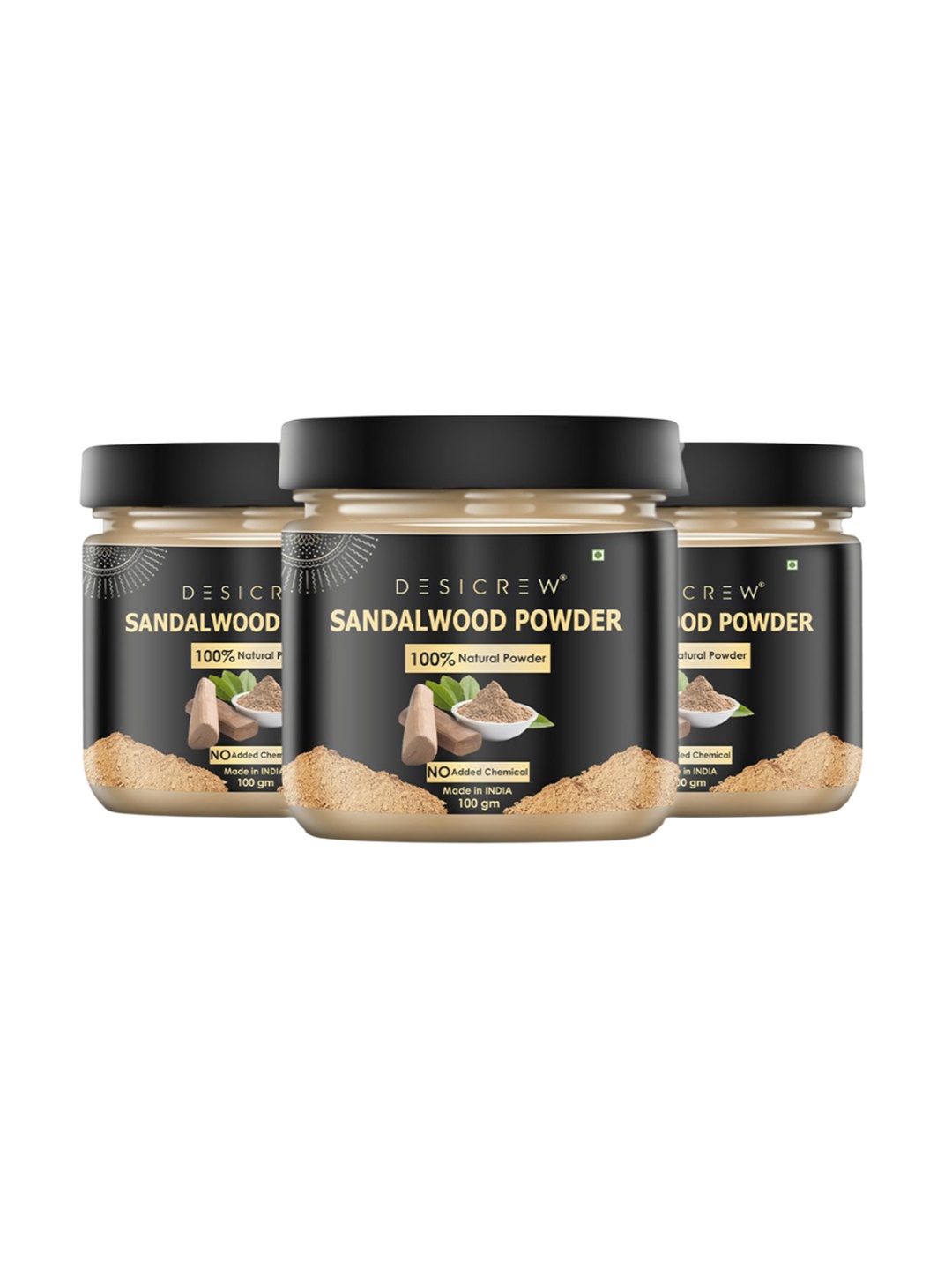 

Desi Crew Set Of 3 Natural Sandalwood Powder - 100 g Each, Metallic